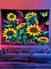 Подсолнух УФ Флуоресцентный Гобелен УФ Реакция Светящаяся Ткань для Вечеринки Крутая Мультяшная Эстетика Светящееся Украшение
