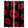 Sexy Red Lip Print Black Blackout Curtains For Kitchen Bedroom Kids Room Window Treatment Curtains for Living Room