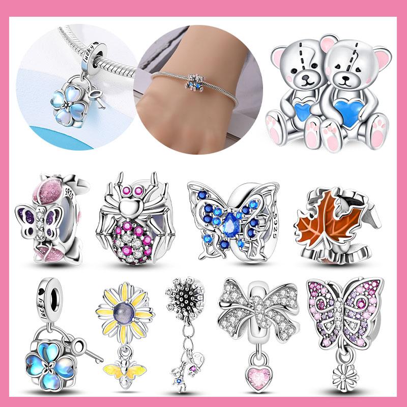 Юбилей Медь Бабочка Паук Пара Медведи Сердце Кленовый лист Клип Шарм Бусины Подходят Браслет Сделай сам Женщины Оригинальные украшения