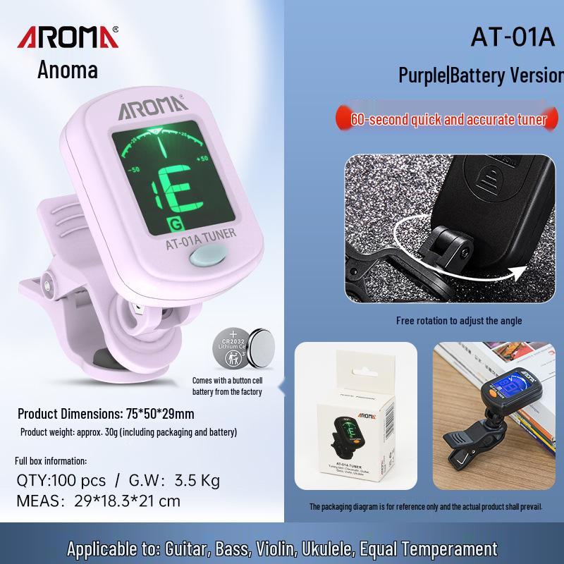 Универсальный тюнер для гитары, укулеле и скрипки Aroma Annoma AT-01A