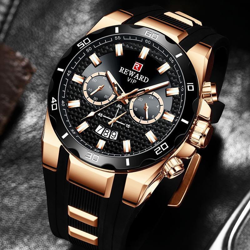Chronograph Quartz Watch for Men Luxury Big Dial Military Sport Wristwatch Waterproof Silicone Strap Male Clock