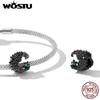 WOSTU 925 Sterling Silver Moonlight Rose & Skull Heart-shaped Rose & Letter A Charms Beads for Women DIY Original Bracelet Necklace Fashion Jewelry