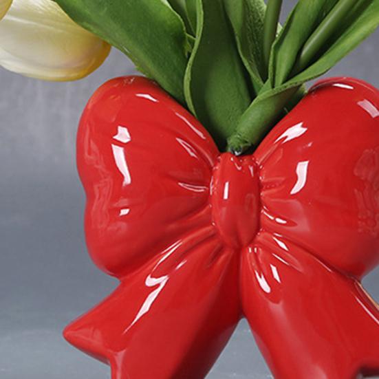 Керамическая ваза для цветов в виде банта, современный контейнер-держатель для цветов в виде банта, настольное украшение для дома и офиса, декоративная ваза для цветочных растений