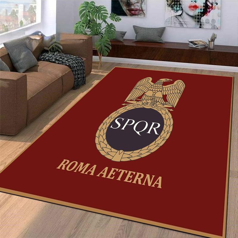 Roman Eagle SPQR Carpet with 'Roma Aeterna' Text in Red Style Suitable for use as an anti-slip for living room bedroom sofas