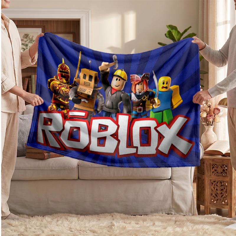 Roblox Printed Flannel Blanket, Skin Friendly Warm Throw for Indoor Couch Bed Daily Use