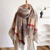 New Imitation Cashmere Plaid Warm Shawl Scarf Women's Autumn and Winter Fringed Scarf