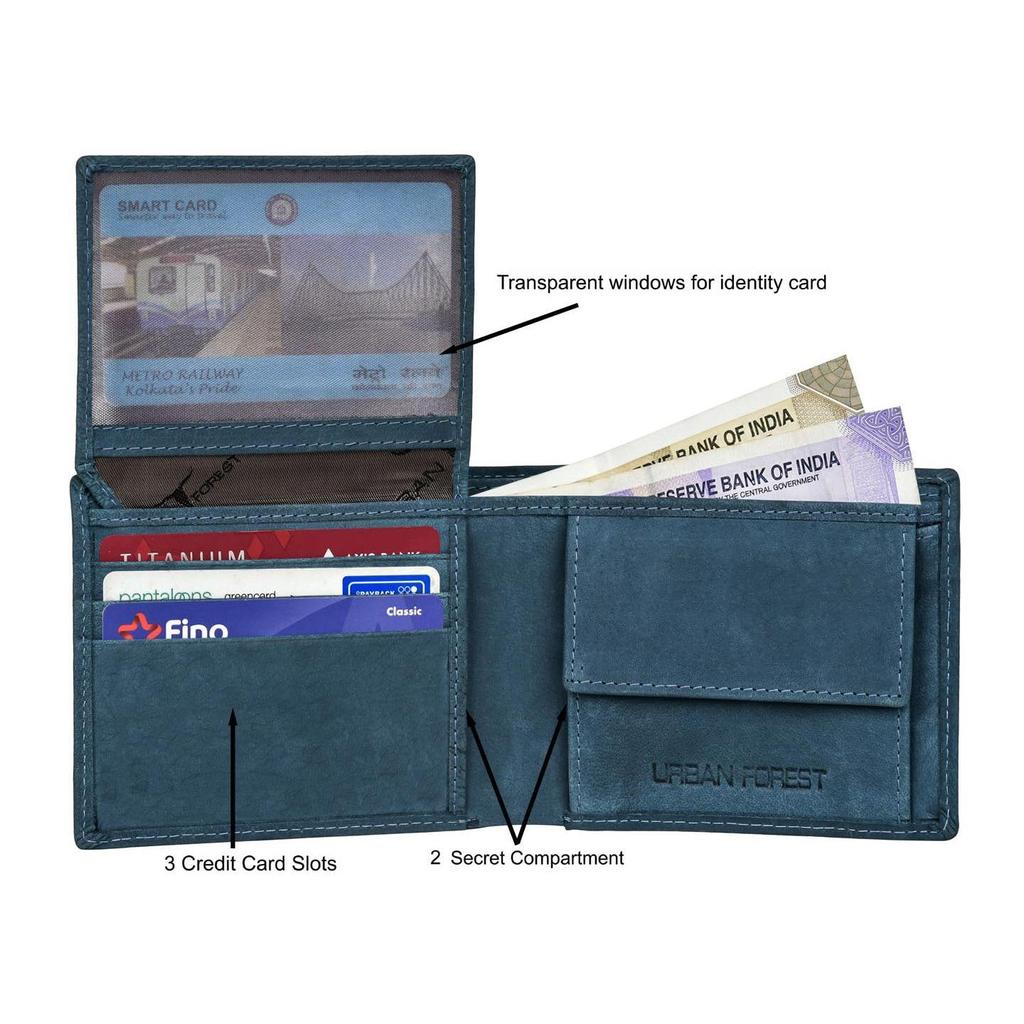 Кожаный кошелек Atlas Vintage Blue World Map для мужчин