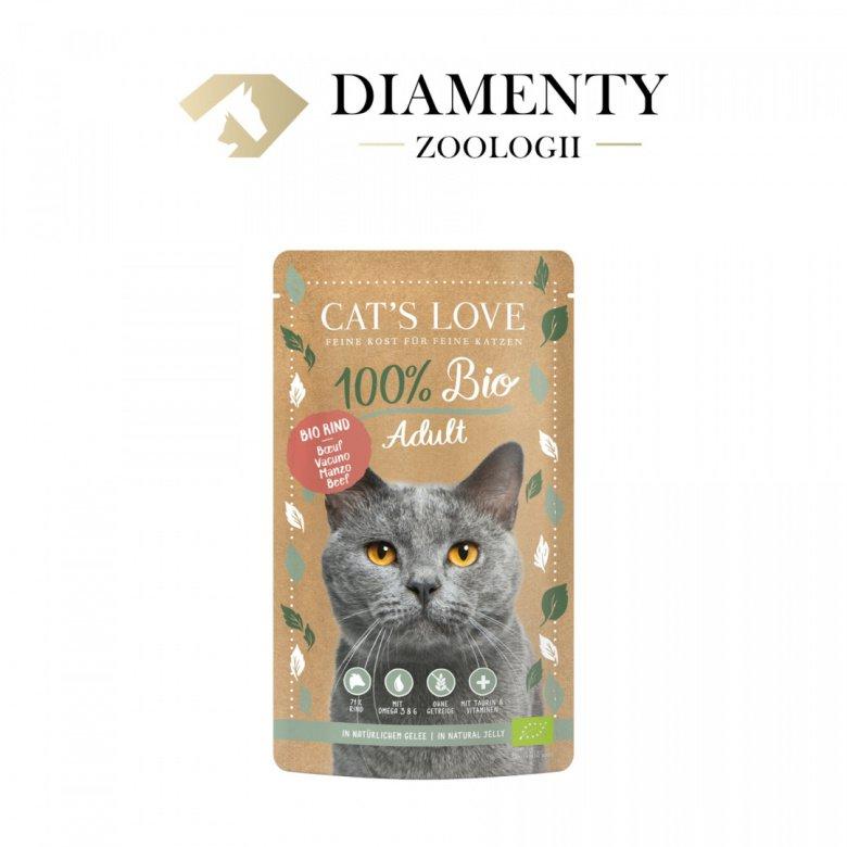 Cat' Love | 100% Organic | Cat Sachet 100G - Adult | Organic Chicken - Organic Chicken in Natural Jelly 100G