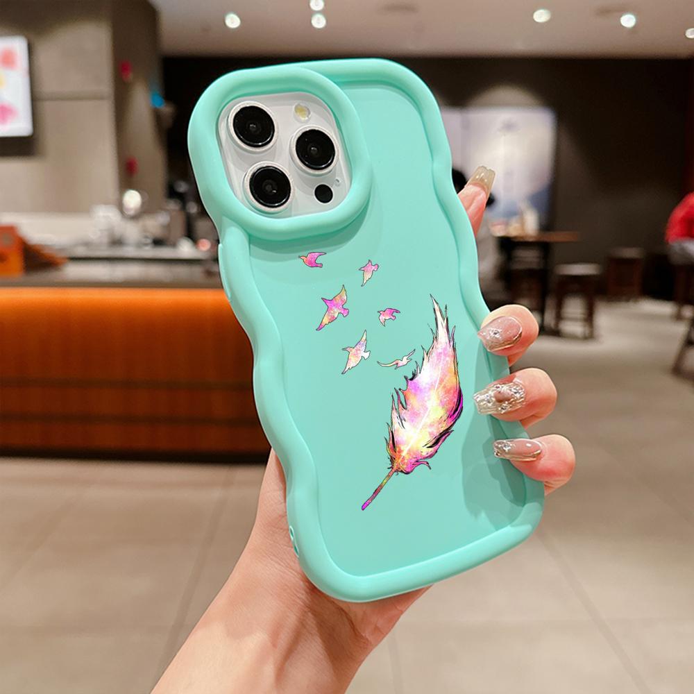Чехлы для телефонов N76 Butterfly Macaron Wavy Edge для iPhone 16 Pro Max Samsung S24 Plus S23 Ultra A35 A54 A55 Xiaomi Redmi Note 13, противоударный чехол