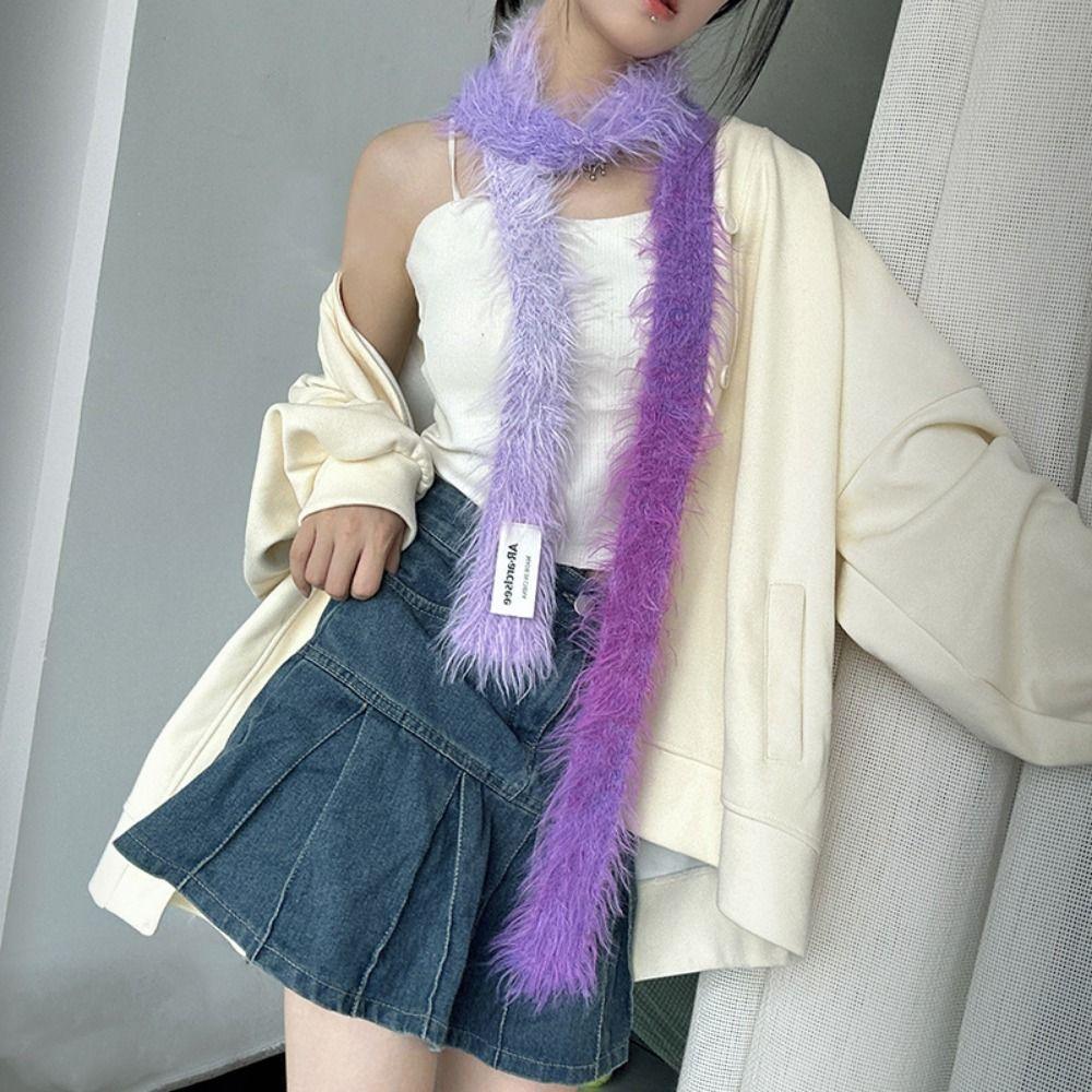 Субкультура Y2K искусственный мех шарф Harajuku чокер стример модный узкий длинный шарф для женщин