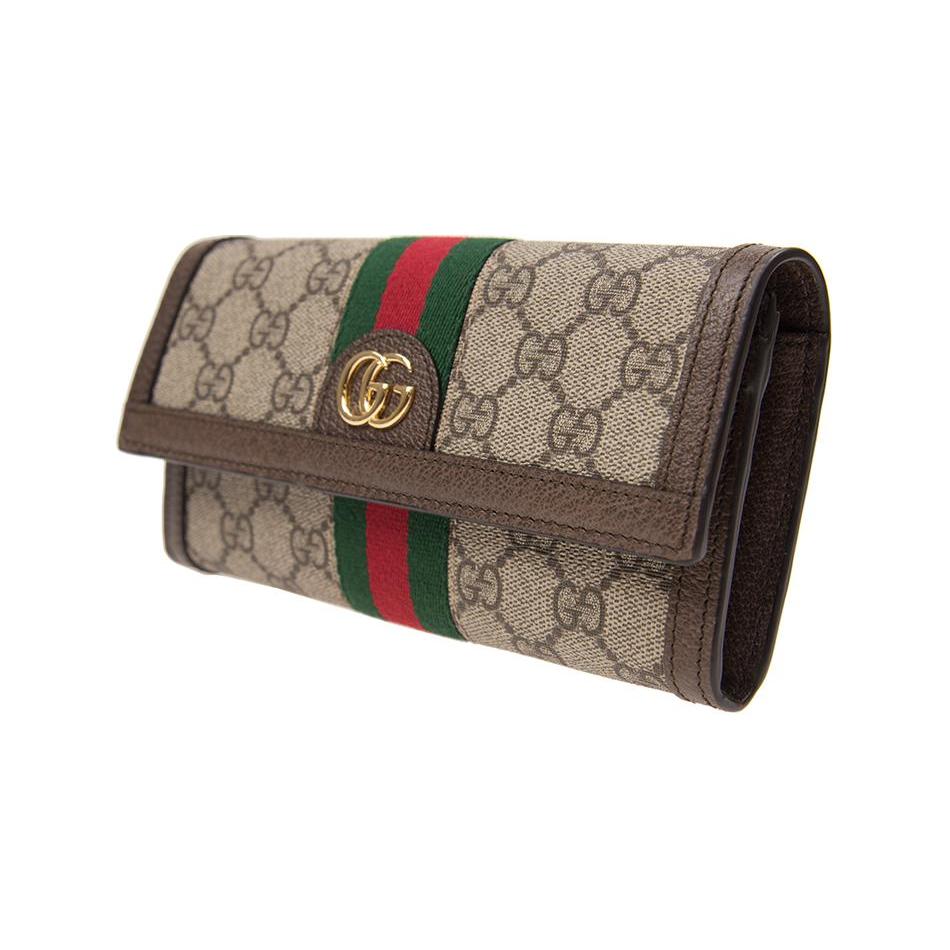 GUCCI Ophidia Canvas Leather Wallet Women's Light Brown (Unisex) Wallets 523153 96IWG 8745