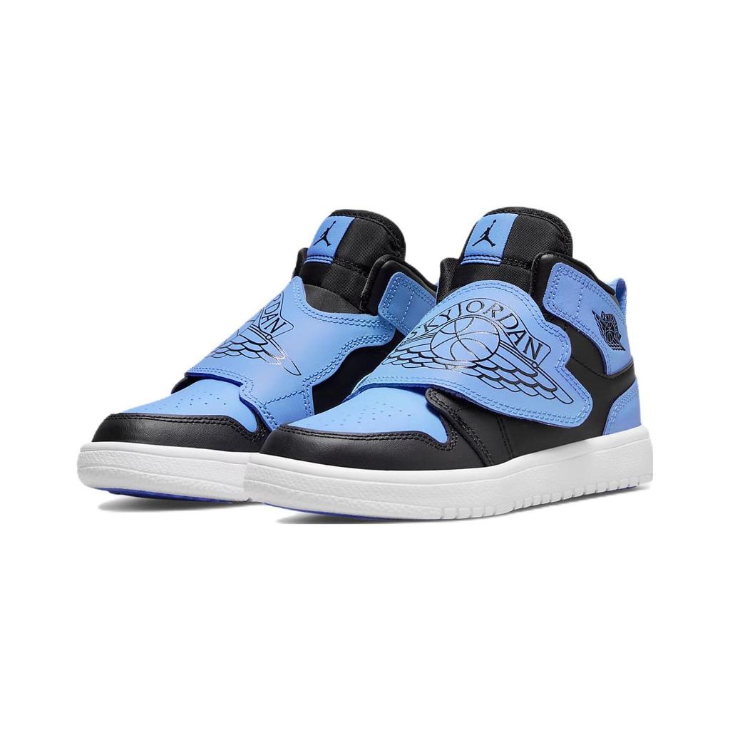Кроссовки Air Jordan Sky Jordan 1 PS University Blue Kids, черные, белые BQ7197-041