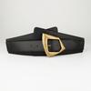 Black Color Elastic Wide Cummerbunds Metal Buckle Versatile Waist Belt  Sweater Pairing