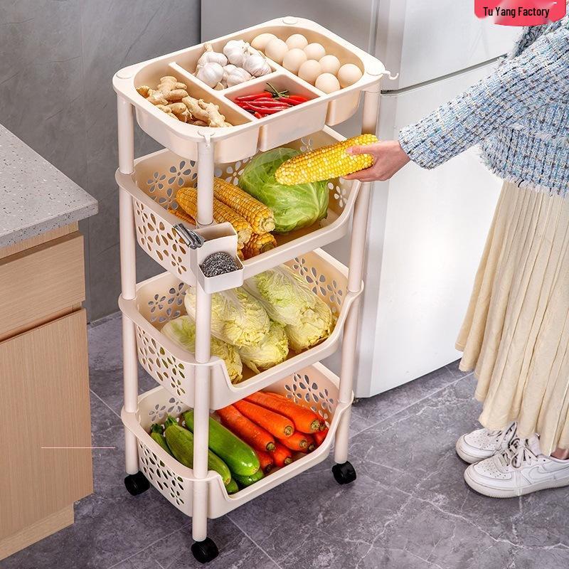Многоярусная кухонная полка: Универсальная овощная корзина, напольный шкаф и тележка для закусок