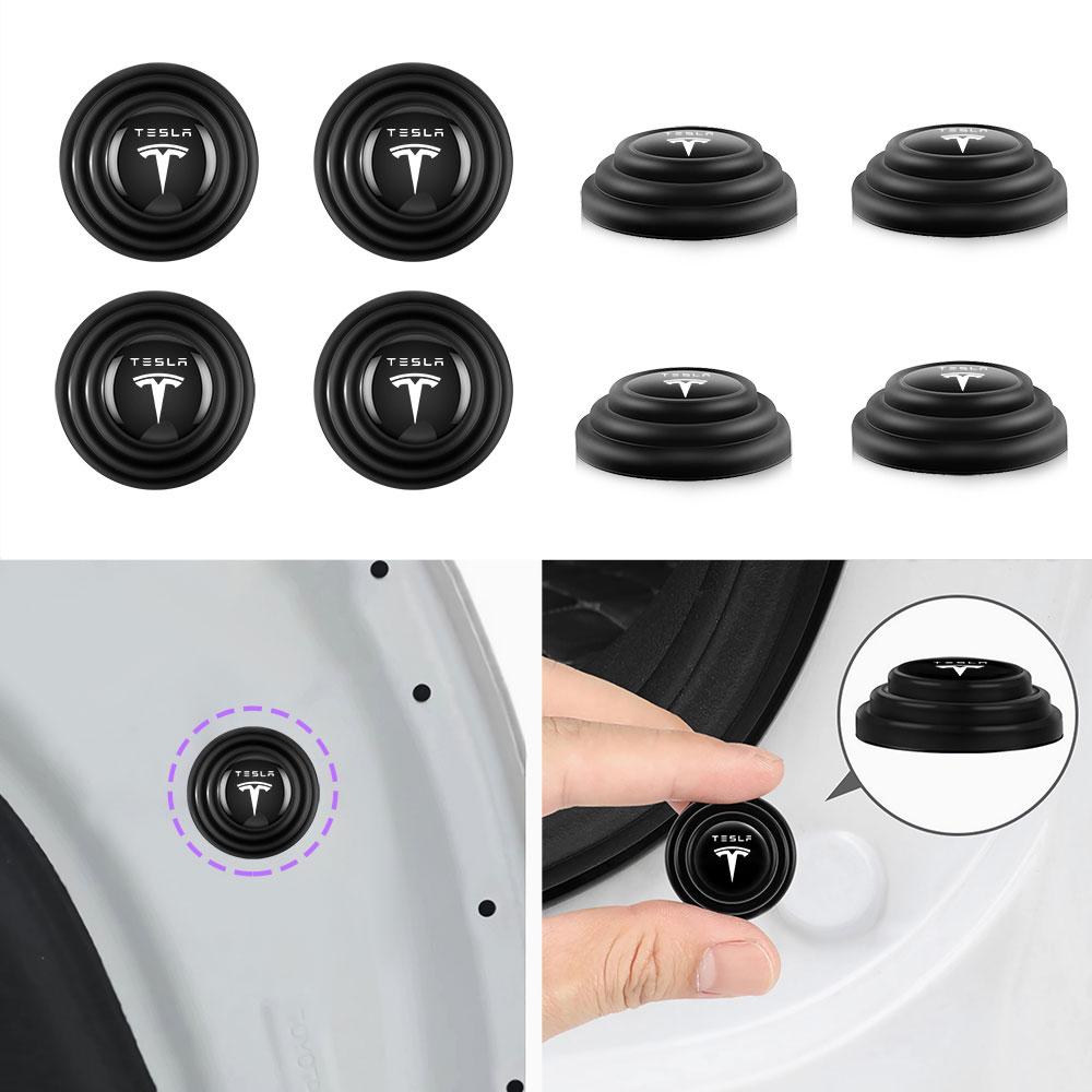 AAAIV1 4/8/10/20PC Car Door Bumper Shock Absorbing Mute Trunk Anti-Noise Buffer Adhesive Sticker For Tesla Model 3 ModelX ModelY ModelS