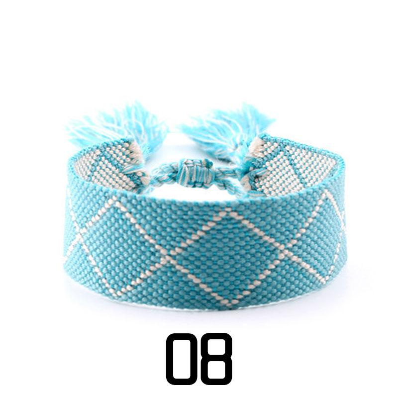 Женская мода ювелирные изделия подарок красочный декоративный узор вышитый ручной работы плетеный браслет в стиле бохо