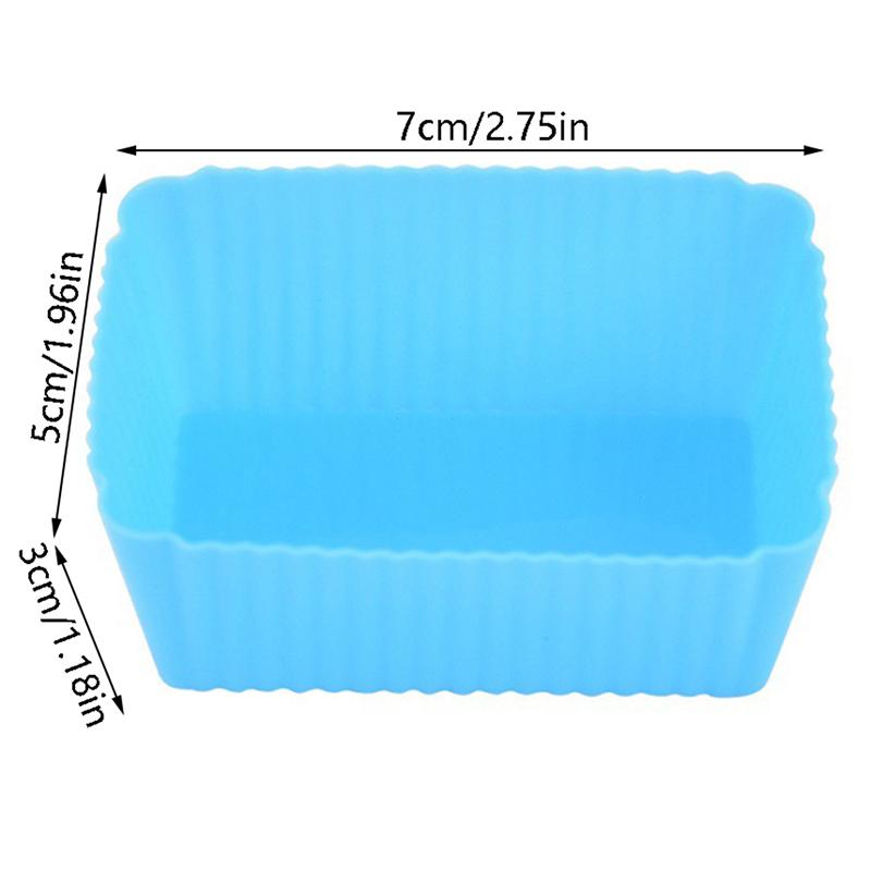 6PCS Cake Mold Silicone Rectangle Soft Muffin Cupcake Liner Bake Cup Mold Candy Mold Bakeware Baking Dish