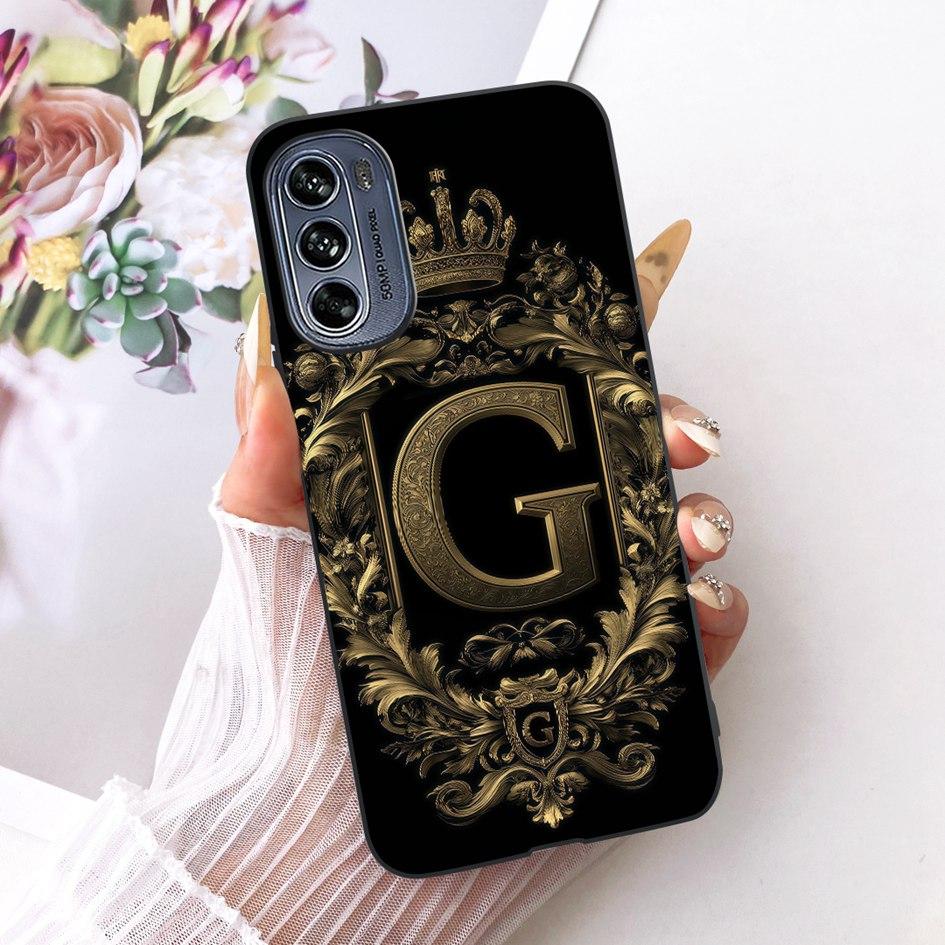 Case For Motorola Moto G62 5G G42 G32 G22 4G Cover Luxury Crown Letters Soft Black Silicone Shockproof Bumper on MotoG62 5G Capa