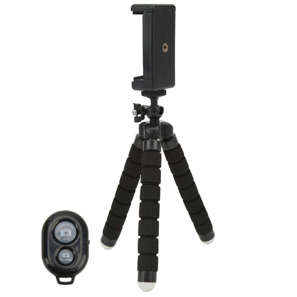 Flexible Sponge Tripod with Wireless Remote Control Phone Clip Holder Adjustable Selfie Stick Tripod