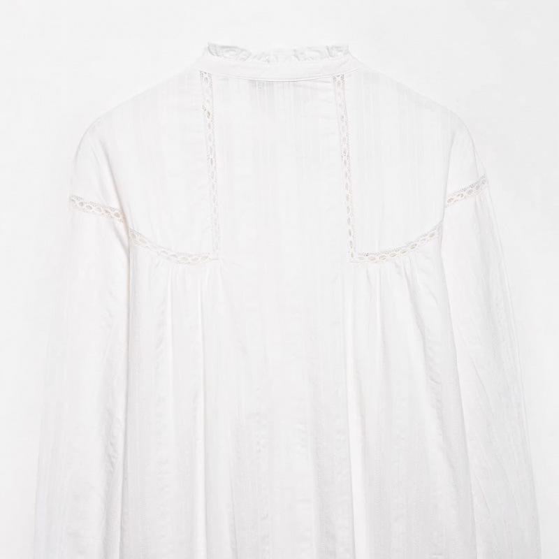 Spring 2026 Lace Trim Ruffle Shirt - European & American Style