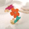 Colorful Woven Flower Bangle Vintage Hand Ring Retro Raffia Grass Bracelet  Daily