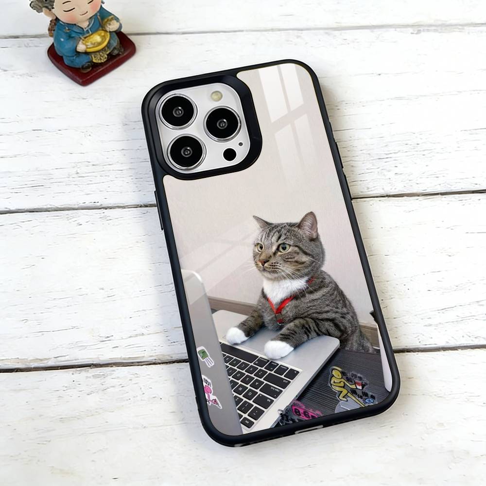Table Working Cat Phone Case For iPhone17,16,15,14,13,12,11 Plus,Pro Magnetic with Magsafe Wireless Charging