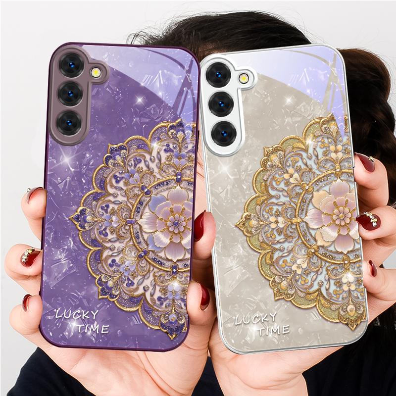 Ароматная Золотая Мандала Для Samsung S26 S22 S8 S9 S10 S20 Ultra S21 Pro S22 Plus S23 FE S24Ultra S25 Edge S24+ Стеклянный Чехол Для Телефона