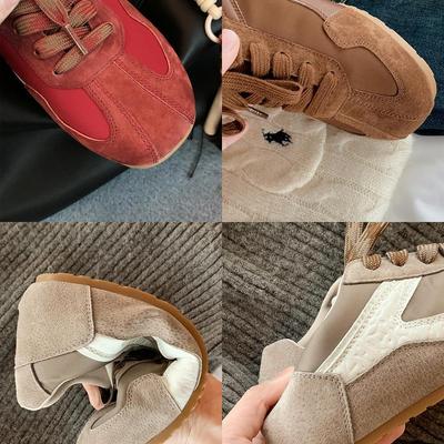 Версия из коровьей кожи~ Виноградная мама имеет те же модные ретро контрастные цвета квадратный круглый носок повседневные тренировочные кеды Forrest Gump ins wo