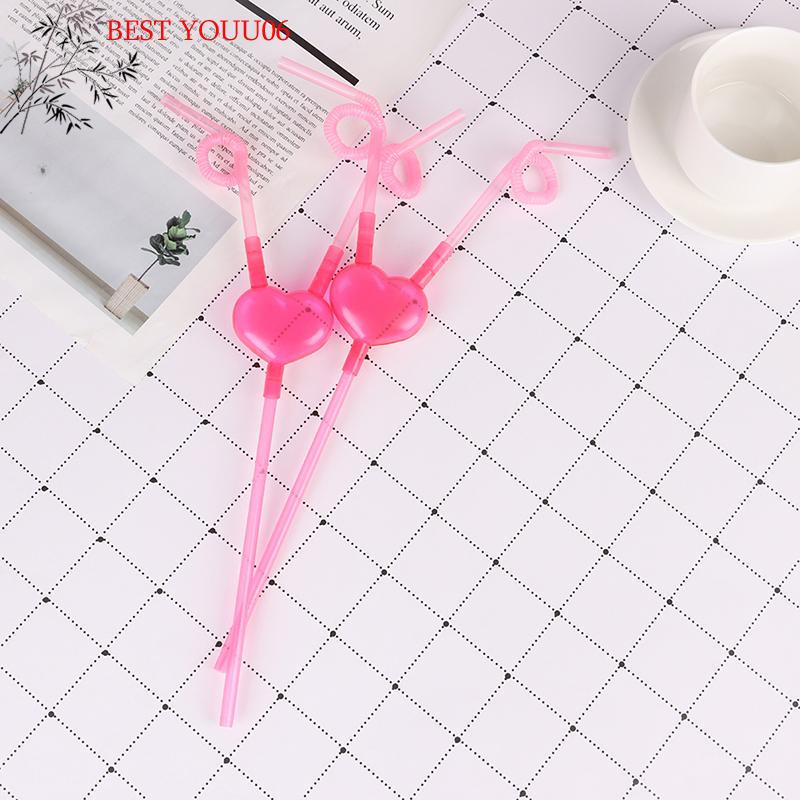 Hot Love Heart Double Straw Unique Flexible Drinking Tube Straws Bar Accessories