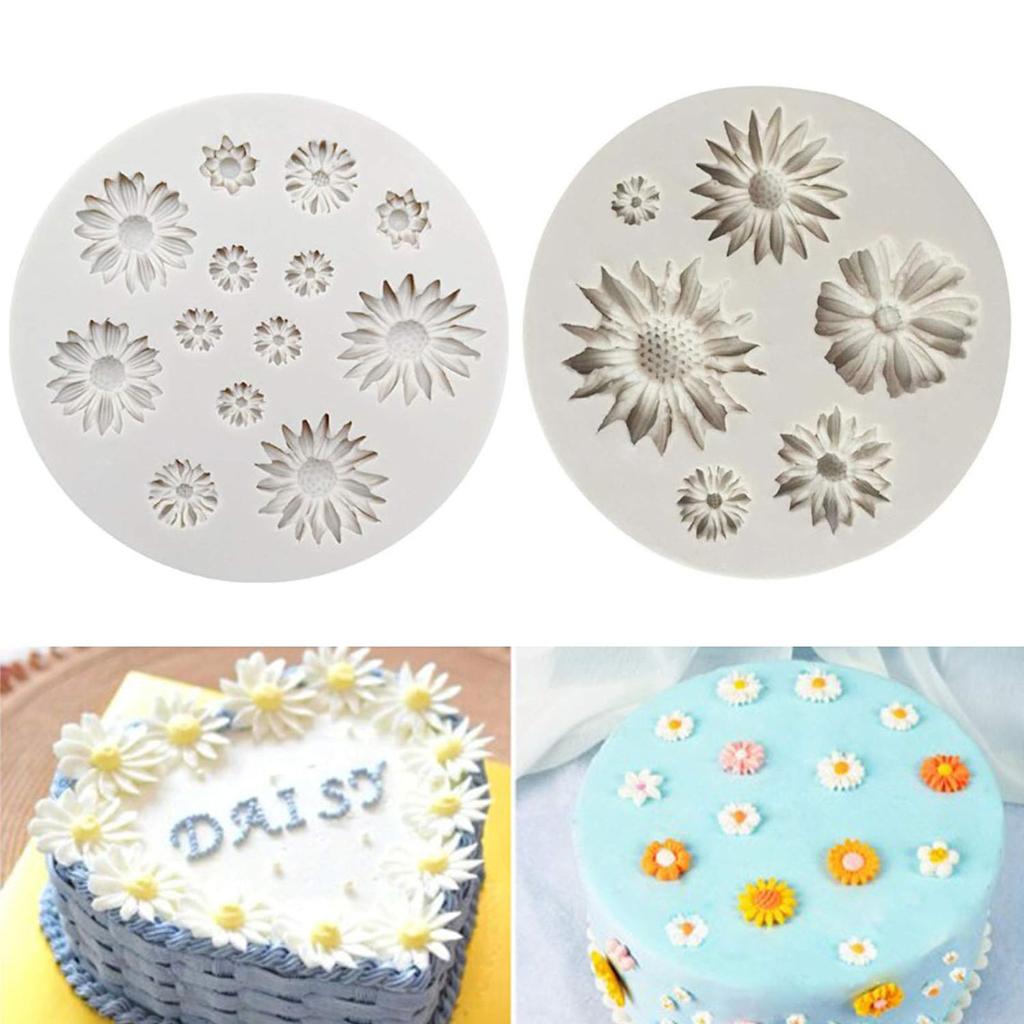 2Pcs/Set 3D Small Daisy Cake Molds Silicone Pan Tray Mould Flowers Baking Moulds for Cake Candy Chocolate Soap Jelly Sugar Mould