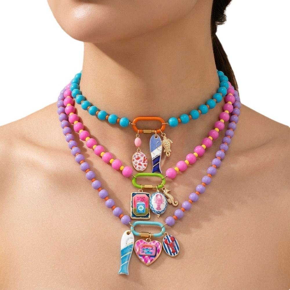 Handmade Beaded Necklace Starfish Shell Charm Multi-Layer Necklace Boho Necklace Jewelry Gifts