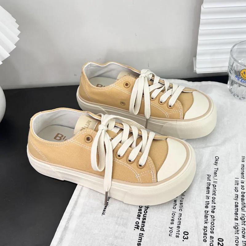 Модные кроссовки Женские парусиновые туфли Дизайнерские туфли на шнуровке из вулканизированной стали Молодежная уличная повседневная обувь Студенческие кроссовки на плоской платформе