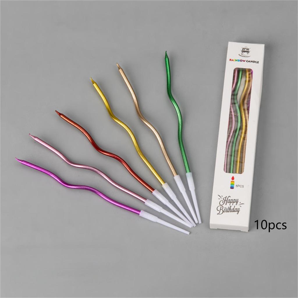 10 шт. Свечи на день рождения, спиральные свечи для торта, длинные тонкие свечи для свадебной вечеринки и украшения торта