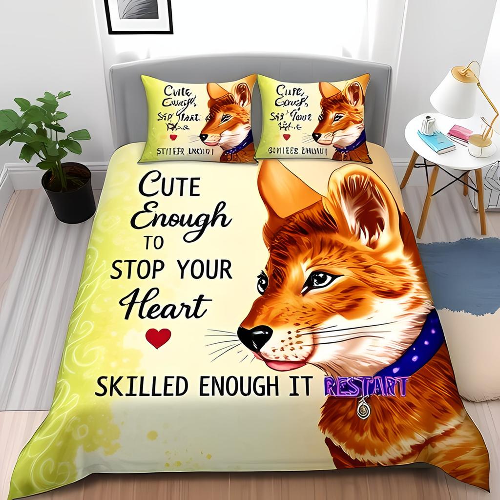 Fox Printed Duvet Cover Quilt Cover Bedding Set Comforter Covers For Childrens Kids And Adults Warm Soft Comfortable Breathable