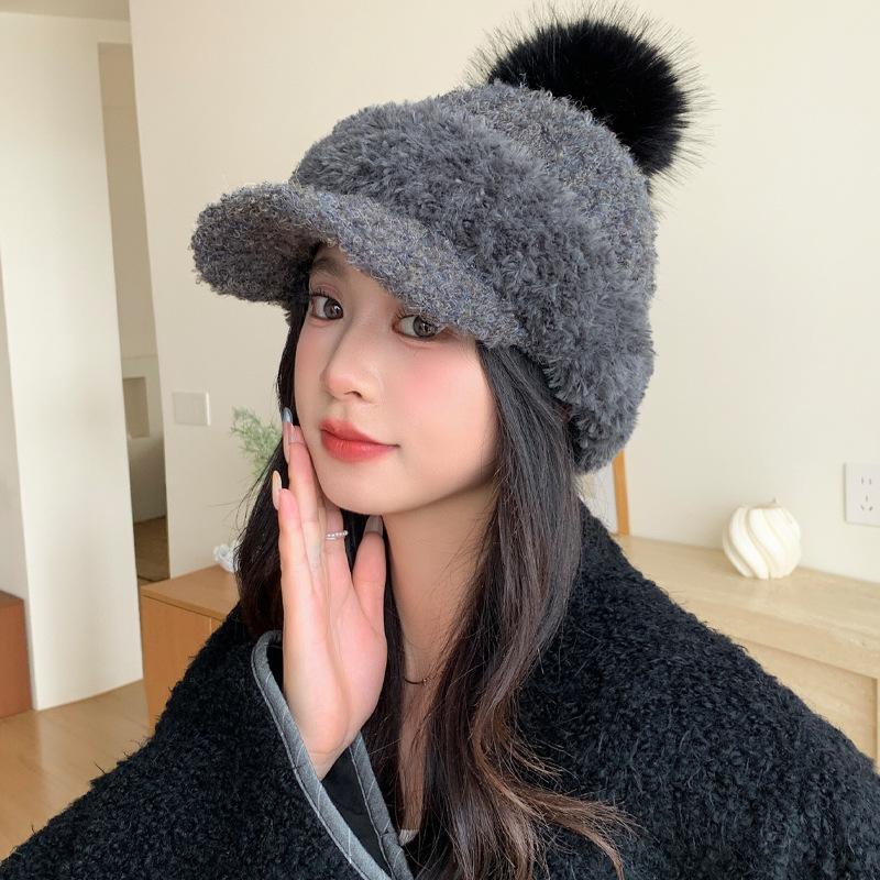 Универсальная теплая бейсболка из кораллового вельвета с цветными блоками, корейская шапка-обхват для большой головы, уличная ветрозащитная шапка, женский стиль