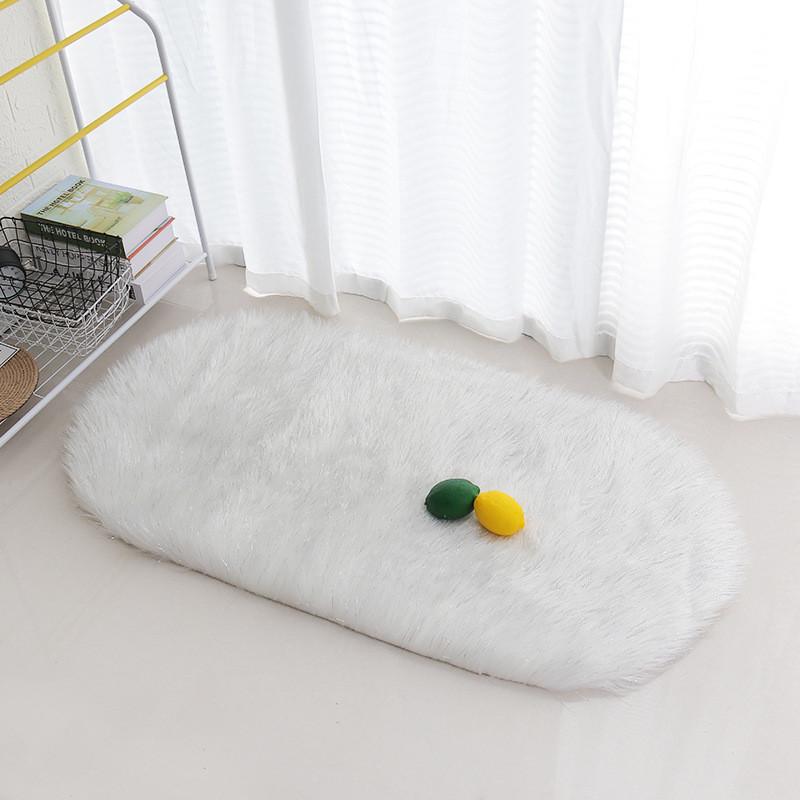 Modern Minimalist Artificial Wool Oval Rug For Living Room Bedroom Floor Decor