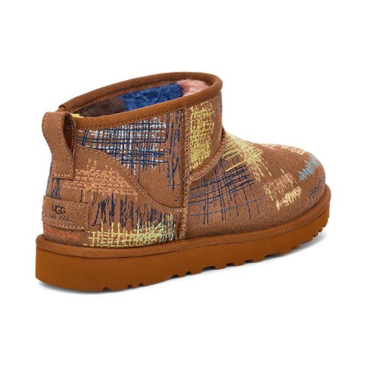 The Elder Statesman X Ugg Round Toe Slip-On Short Snow Boots Men Boots Brown 1155910