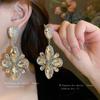 Silver needle with diamonds, water drop flower earrings, European and American exaggerated design earrings, fashionable light luxury high-end earrings