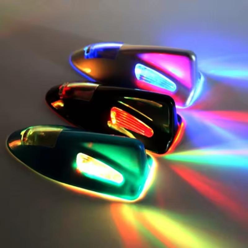 New Universal Auto Car Shark Fin Solar Powered LED Flash Lights Rear ABS Material Replacement Security Warning Tail Light