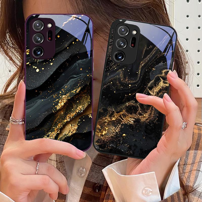 Темно-золотистый черный для Samsung Galaxy Note 8 9 10 PRO 20 Ultra A01 02 03 Core 04E 4G 12 13 5G Чехол для телефона из закаленного стекла