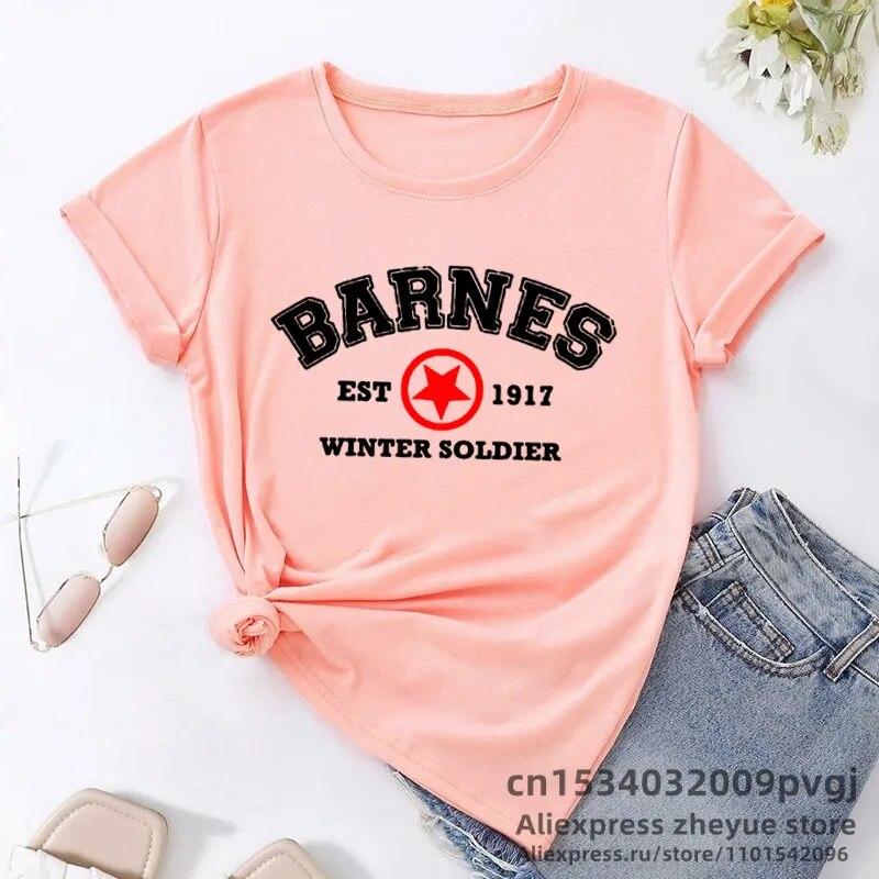 Barnes 1917 T Shirts Women Summer Vintage Winter Soldier Bucky Barnes Short Sleeve T-Shirt Women Short Sleeve Tee Shirts Unisex