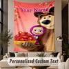 Custom Text Printed Tapestry Masha and the Bear Pattern Large Wall Hanging Indoor Room Decor