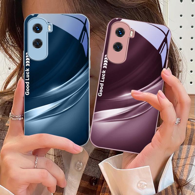 Счастливый Градиентный Волна Для Honor 200 90 8X 9X Pro Lite P50 P40 Nova 10 11i P60 Magic4 6 Mate 20 50 Закаленное Стекло Чехол для Телефона