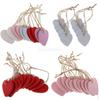 40 X Painted Wooden Heart Pendants Hanging Decor
