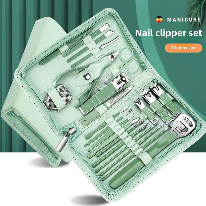 Набор из 22-х кусачек и ножниц из нержавеющей стали с зеленым футляром на молнии