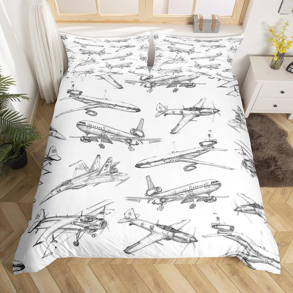 Aircraft 3D Digital Printing Three-Piece Bedding Home Textile Duvet Cover Bedding