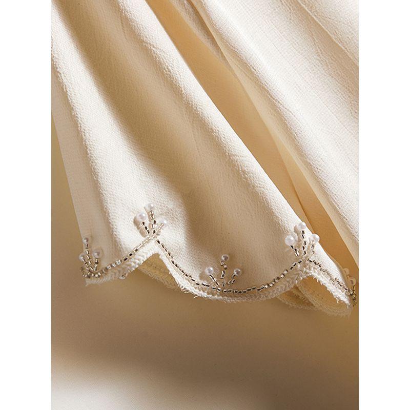 The Boutique Export Order Is Missing! Elegance Women's Beaded Gear Edge Round Neck Short Sleeve Satin Acetate Tencel T-shirt Summer