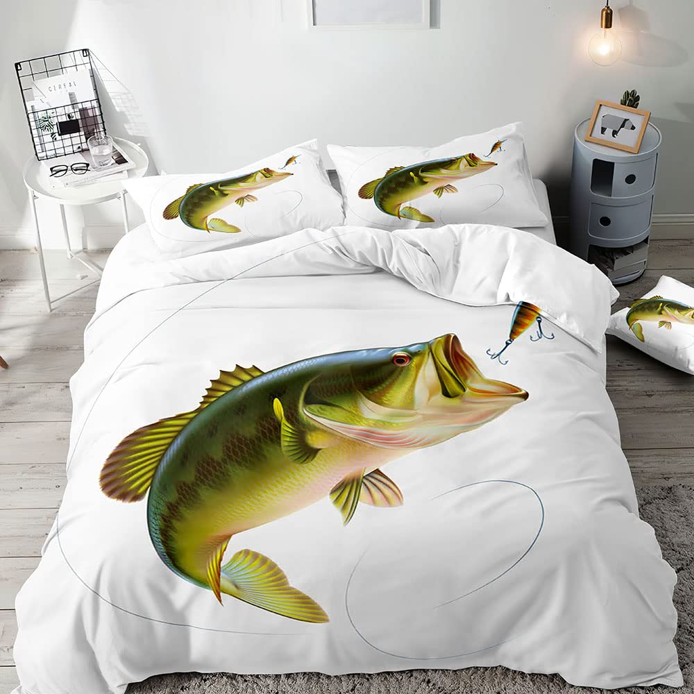 Fishing Duvet Cover Sets For Adults Queen Size Quilt Covers Lightweight Down Room Decor 2 Pillowcases 1 Duvet Cover No Comforter