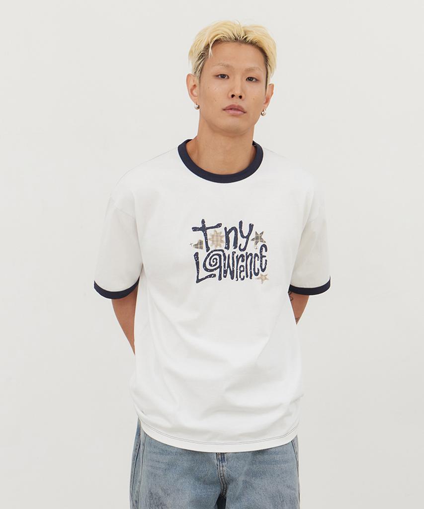 Футболка с аппликацией-надписью Ringer Off-White от Tonilolenseu