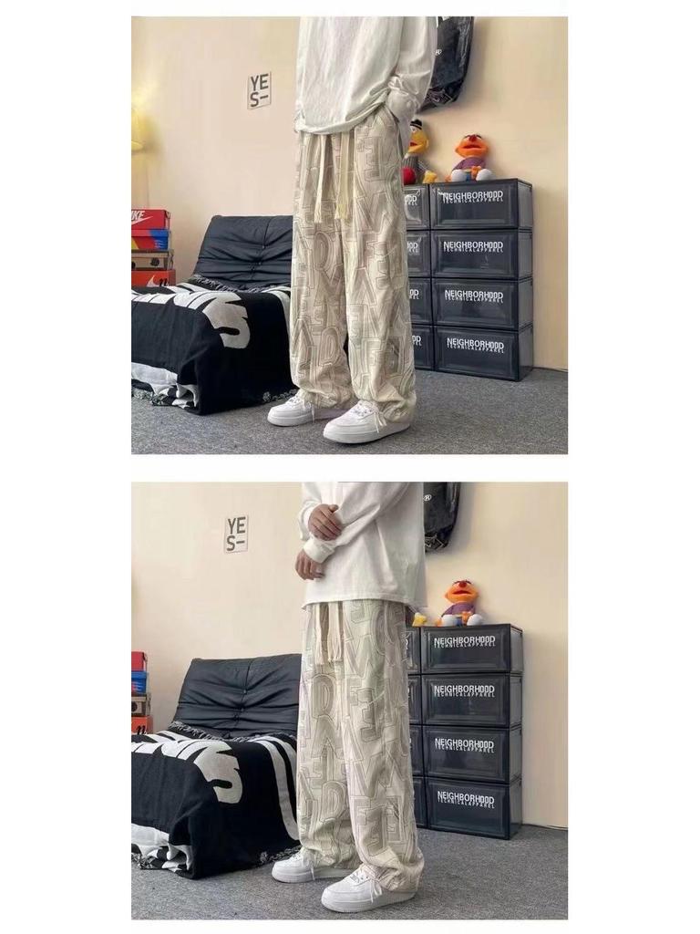 Мужские вельветовые брюки с принтом и широкими штанинами — модный повседневный стиль Гонконга